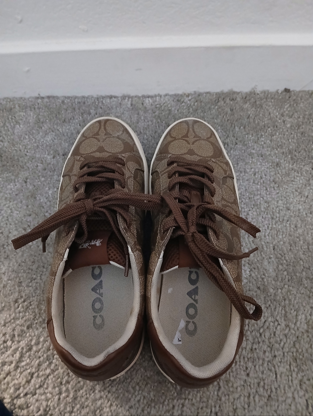 Coach Monogram Low-Top Mens Sneakers in Brown and Cream